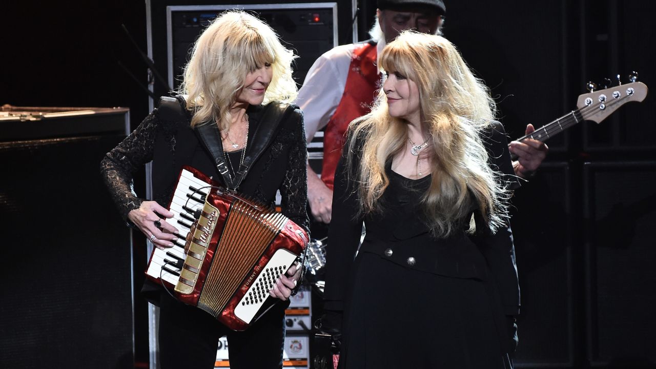 Christine McVie (left) and Stevie Nicks perform together at Radio City Music Hall in 2018.